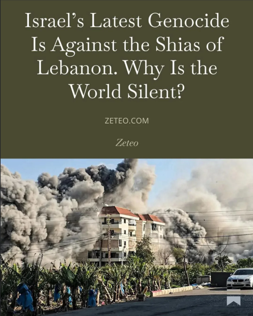 Genocide in Lebanon too? 
Mehdi Hasan’s Zeteo platform publishes an article in April 2026 on “Israel’s Latest Genocide” in Lebanon, proving that the accusation arises whenever Israel defends itself because the goal is to delegitimize the Jewish state entirely. 
Source: Zeteo Instagram
